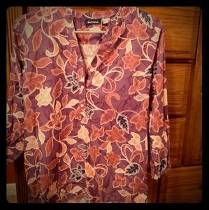 Purple Floral 3/4 length blouse